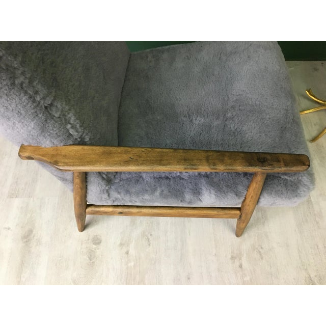 Mid-Century Gray Sheepskin Armchair For Sale - Image 11 of 14