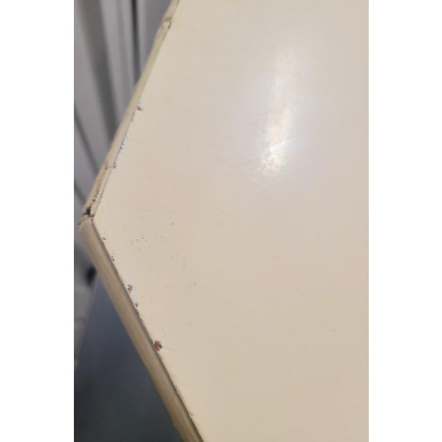 Vintage Off White Fretwork Faux Bamboo Octagonal Oversized Glass Top Side Tables- A Pair For Sale - Image 11 of 11