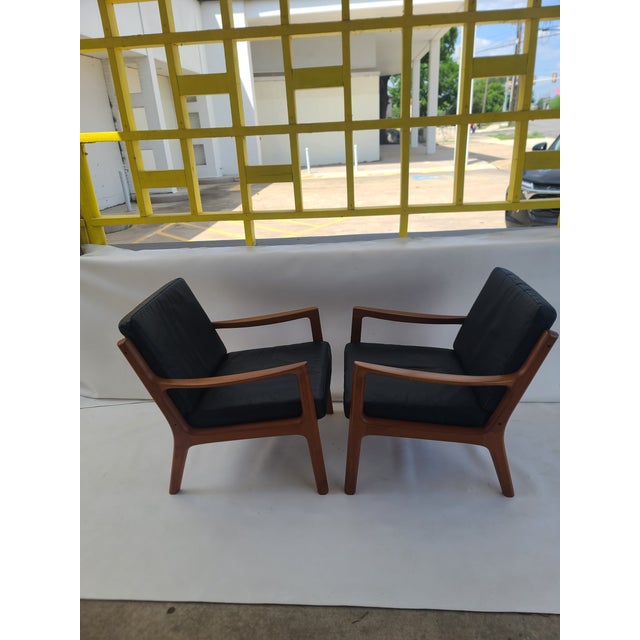 France & Son Ole Wanscher France & Son Teak Leather Armchairs - A Pair For Sale - Image 4 of 14