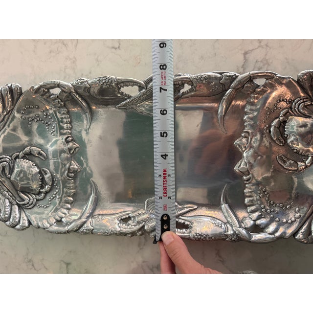 Metal 1991 Arthur Court Coastal Crab Cast Aluminum Rectangular Serving Tray For Sale - Image 7 of 10
