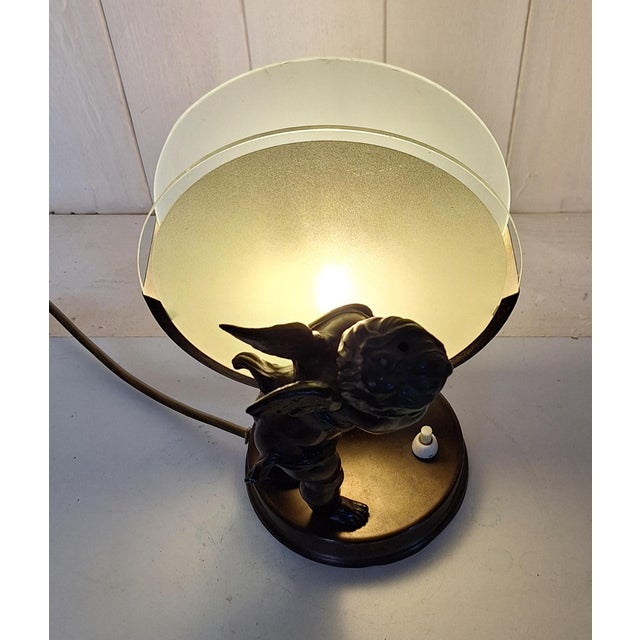 Antique Angel Slhouette Table Lamp with Brass Base, 1920 For Sale - Image 6 of 10
