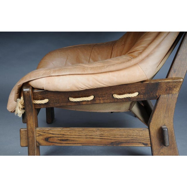 Brown Vintage Lounge Chairs in Leather and Oak from Maison Regain, France, 1960s, Set of 2 For Sale - Image 8 of 18
