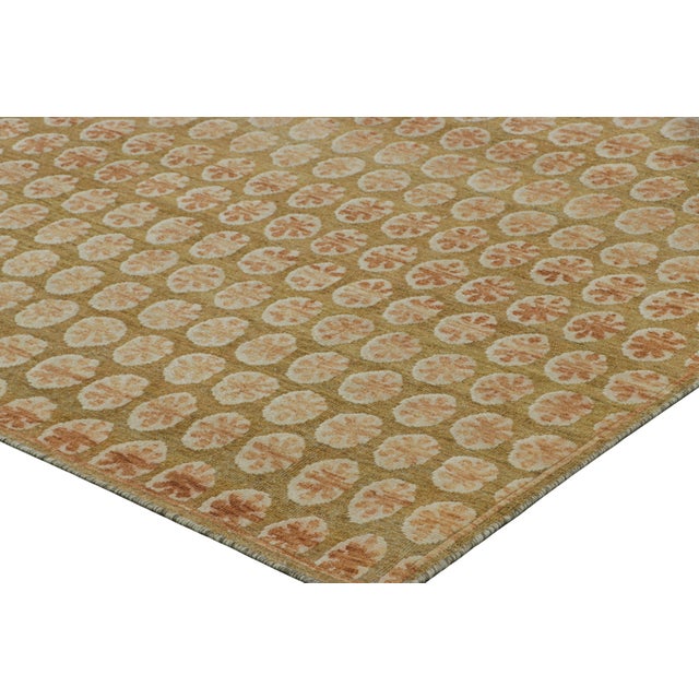 Rug & Kilim’s Block Print Rug, Gold With Cream and Peach Floral Patterns For Sale In New York - Image 6 of 7