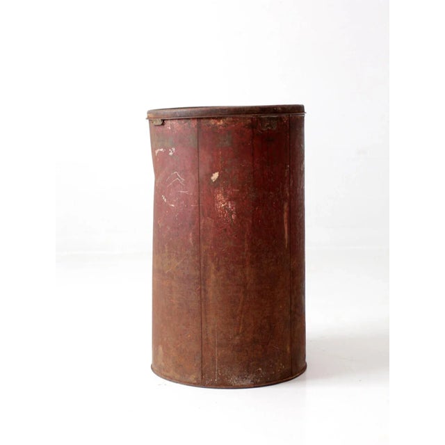 Burgundy Antique Metal Flour Bin For Sale - Image 8 of 12