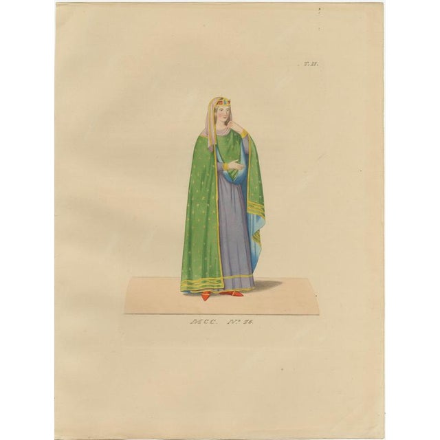 Camille Bonnard, Venetian Nobleman and Noblewoman Costume Plates, 1845, Prints, Set of 2 For Sale - Image 3 of 9