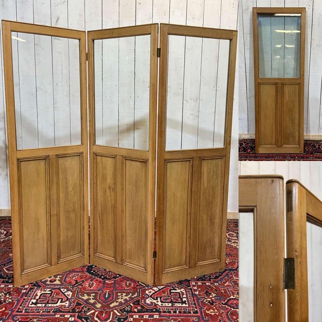 Antique 19th Century English Folding Screen with Pine Doors For Sale - Image 10 of 10