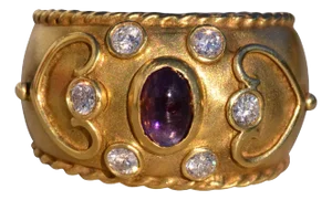 The 151st Avenue: Vintage 1980's Amethyst and Diamond Ring in Yellow Gold