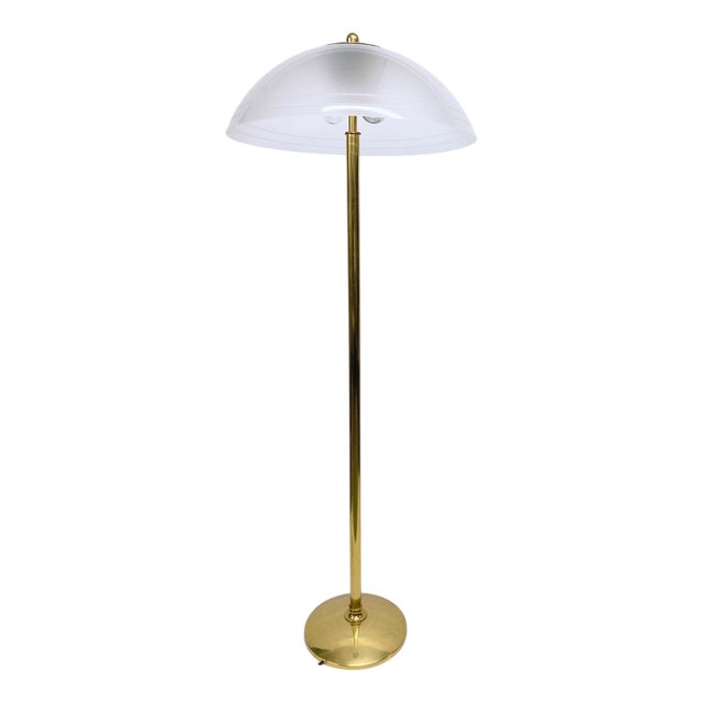 Brass and Acrylic Floor Lamp from IZ Leuchten, 1970s For Sale