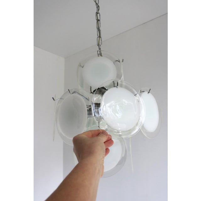 Vintage Italian Murano Glass Disc Chandelier attributed to Gino Vistosi, 1970s For Sale - Image 14 of 16