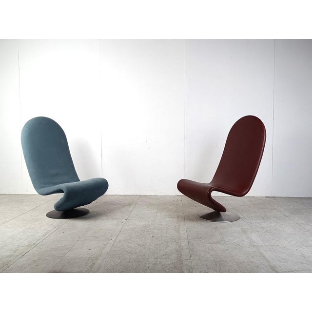Textile 1-2-3 High Back Chairs attributed to Verner Panton for Fritz Hansen, 1973, Set of 2 For Sale - Image 7 of 14