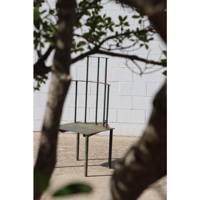 1980s Matched Pair of French Postmodern Green-Painted Metal "Windsor" Chairs For Sale - Image 10 of 11