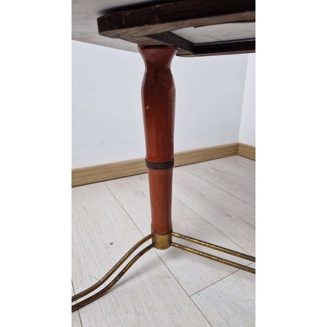 1950s Vintage Coffee Table in Brass and Wood with Marble Top, 1950 For Sale - Image 5 of 12