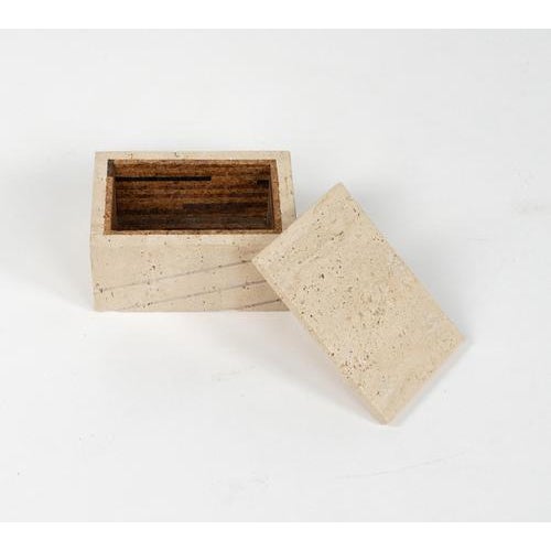 Mid-Century Rectangular Box in Travertine and Wood from Fratelli Mannelli, Italy, 1970s For Sale - Image 9 of 15