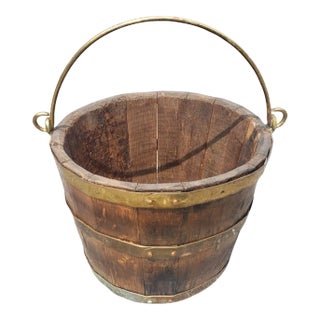 19th Century Brass Mounted and Oak Bail Handle Bucket For Sale