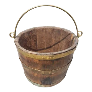 19th Century Brass Mounted and Oak Bail Handle Bucket
