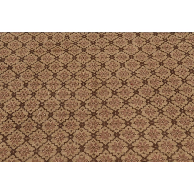 Vintage Distressed Rug, Beige-Brown With All-Over Floral Patterns – Rug & Kilim For Sale In New York - Image 6 of 8