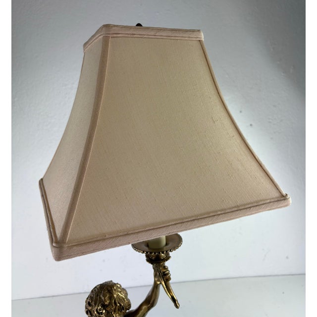 Brass French Rococo Style Solid Brass Figurative Lamp For Sale - Image 8 of 10
