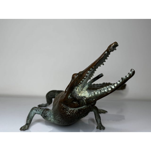 French Early 20th Century Bronze Crocodile Fountain Head Garden Outdoor Sculpture After Antoine-Louis Barye For Sale - Image 17 of 18
