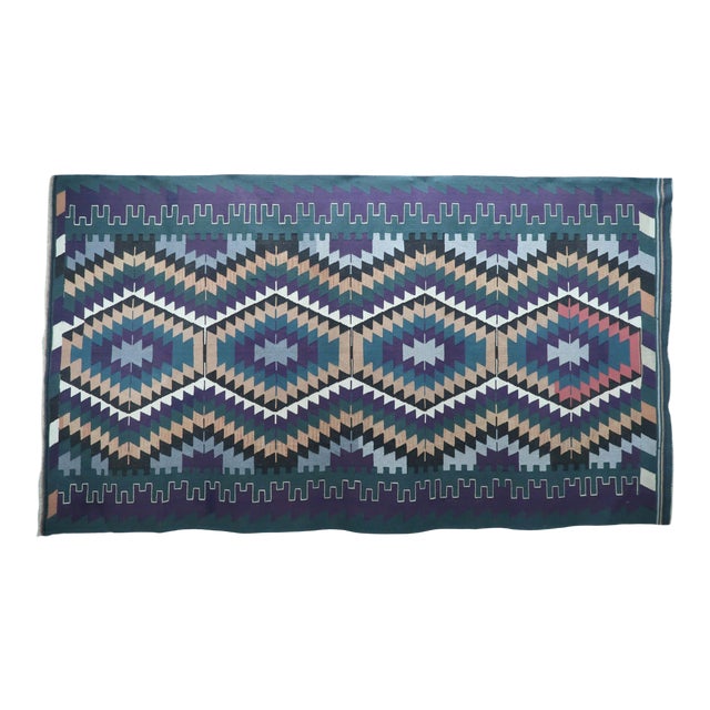 Vintage Turkish Kilim Rug- 6′ × 11′ For Sale