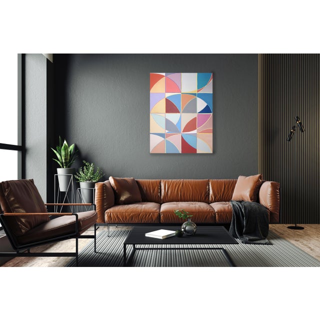 Bauhaus 2026, SpatialEcho, Pastel Tones Painting on Canvas, Geometric Minimalism, Acrylic Paint on Canvas by Natalia Roman For Sale - Image 3 of 8