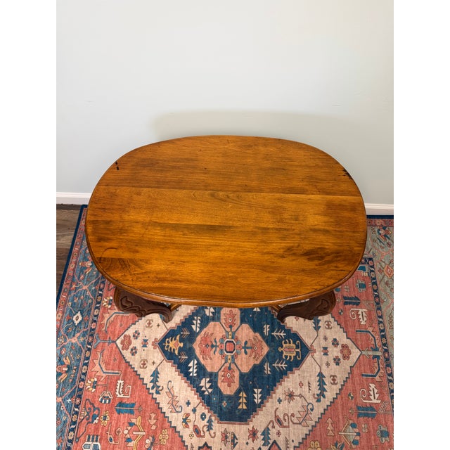 Late 20th Century Vintage Carved Wood Oval Side Table / Accent Table For Sale - Image 5 of 5