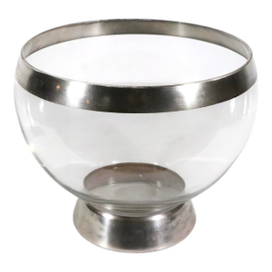 Large Mid 20th Century Dorothy Thorpe Silver Band Punch Bowl