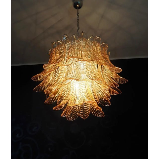 Amber Italian Murano Three-Tier 48 Amber Felci Glass Chandelier For Sale - Image 8 of 8