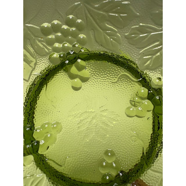 Indiana Glass Company Vintage Indiana Glass Green Grape Pedestal Bowl, Mid-Century Pressed Glass For Sale - Image 4 of 7