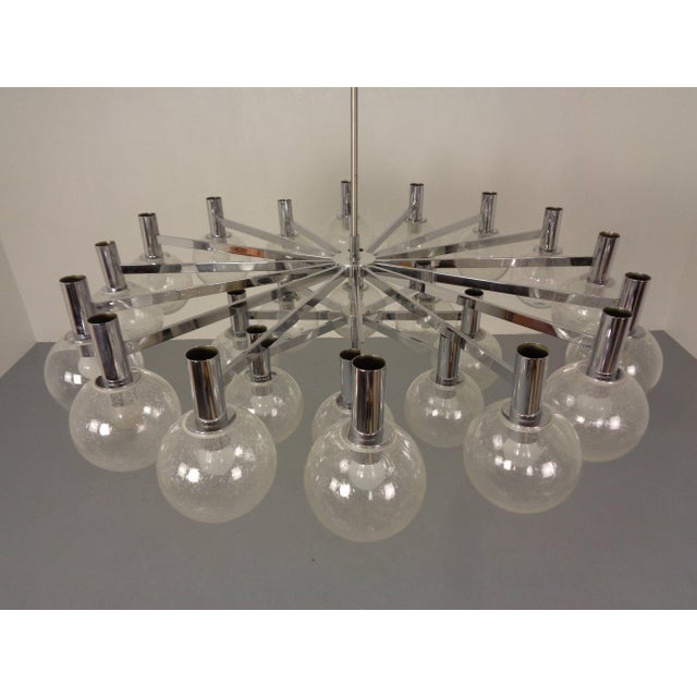 Large Chromed Spider Sputnik Lamp with 24 Handblownd Ice Glass Balls from Ott International, Germany, 1960s For Sale - Image 10 of 18