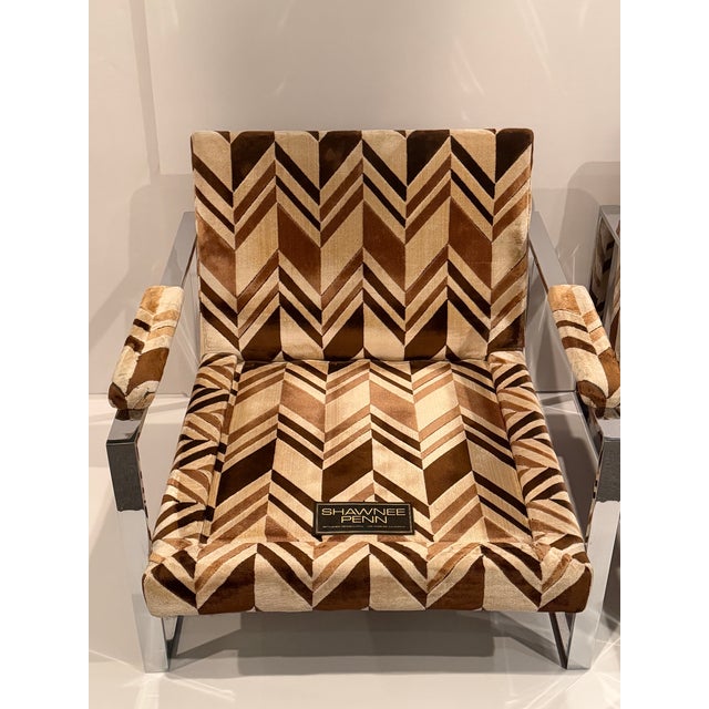 Pair of Milo Baughman Chrome and Plush Upholstered Club Chairs For Sale - Image 9 of 12