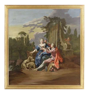 After François Boucher, The Gallant Shepherd, 1850s, Oil on Canvas, Framed