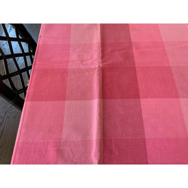 Vintage Buffalo Check Pink Tablecloth & Napkins Set- 11 Pieces For Sale - Image 10 of 12