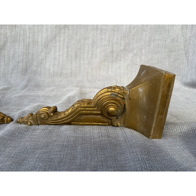 Vintage Gold Resin Candleholder Sconces a Pair For Sale - Image 9 of 17