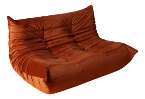 Togo Two-Seater Sofa in Amber Orange Velvet by Michel Ducaroy for Ligne Roset, 1973