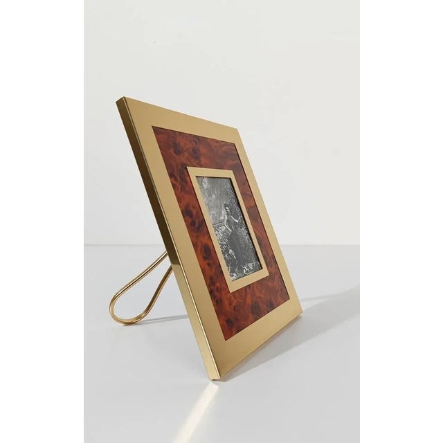 1970s Italian Picture Frame in Gilded Aluminum and Faux Burl Formica in the style of Mascagni, 1970s For Sale - Image 5 of 17
