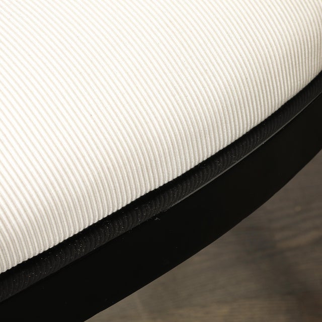 Textile Set of 6 Art Deco Skyscraper Black Lacquer & Off White Upholstery Dining Chairs For Sale - Image 7 of 16
