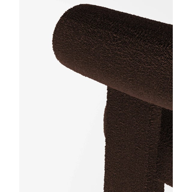 Contemporary Cassette Bar Chair in Bouclé Dark Brown by Alter Ego For Sale - Image 3 of 5