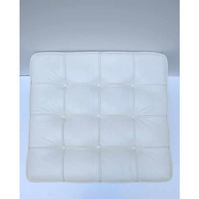 Mies Barcelona Style White Leather Stool Ottoman Bench For Sale In New York - Image 6 of 10
