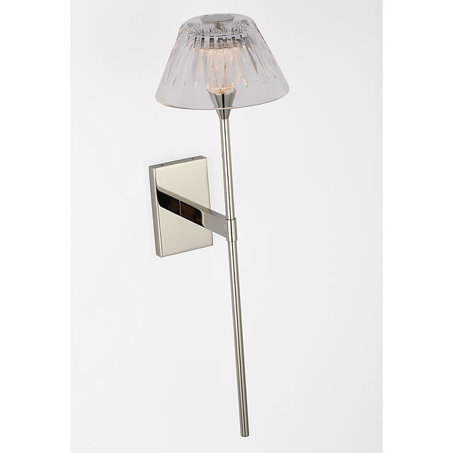 Metal Waterford for Visual Comfort Signature Blaze 19" Tail Sconce in Polished Nickel with Clear Crystal For Sale - Image 7 of 13