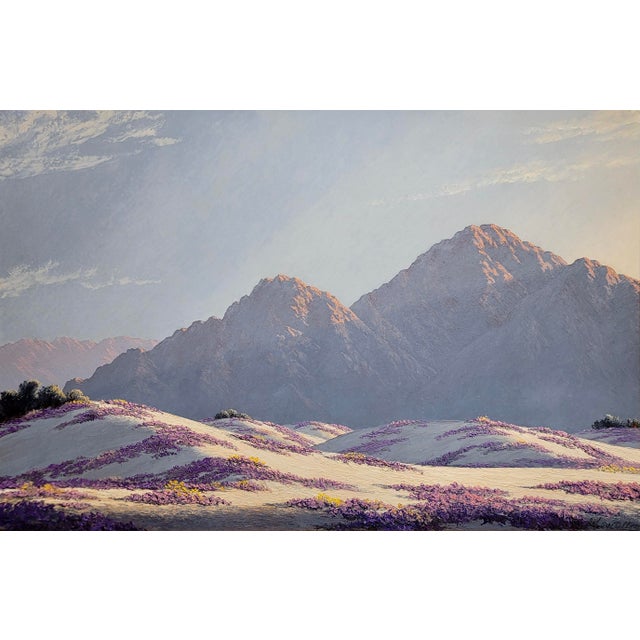 Post Impressionist John William Hilton-1958 California Desert Landscape Spring Bloom -Oil Painting For Sale - Image 3 of 10