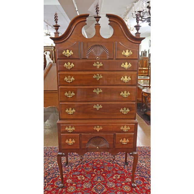 1980s L & J.G. Stickley Queen Anne Style Mahogany High Dresser High Chest Highboy For Sale - Image 11 of 18