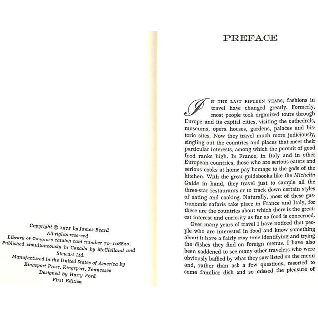 "How to Eat (And Drink) Your Way Through a French (Or Italian) Menu" 1971 Beard, James For Sale In New York - Image 6 of 9