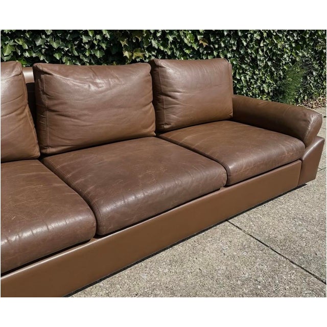 1960s Edelhard (Eddie) Harlis Cognac California Model 989 Leather Sofa For Sale In Lexington, KY - Image 6 of 8