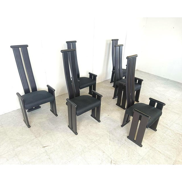Vico Magistretti Postmodern High-Back Dining Chairs in the style of Vico Magistretti, 1970s, Set of 6 For Sale - Image 4 of 10
