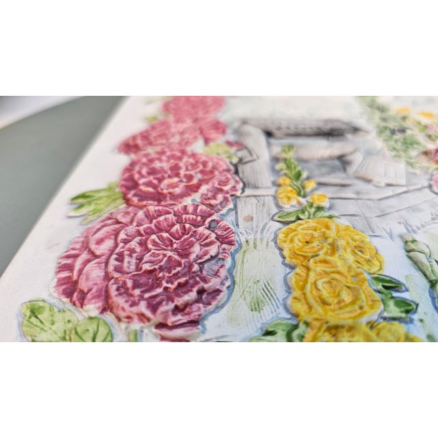 Ceramic Tile with Mallow Flowers, Sweden, 1980s For Sale - Image 6 of 10