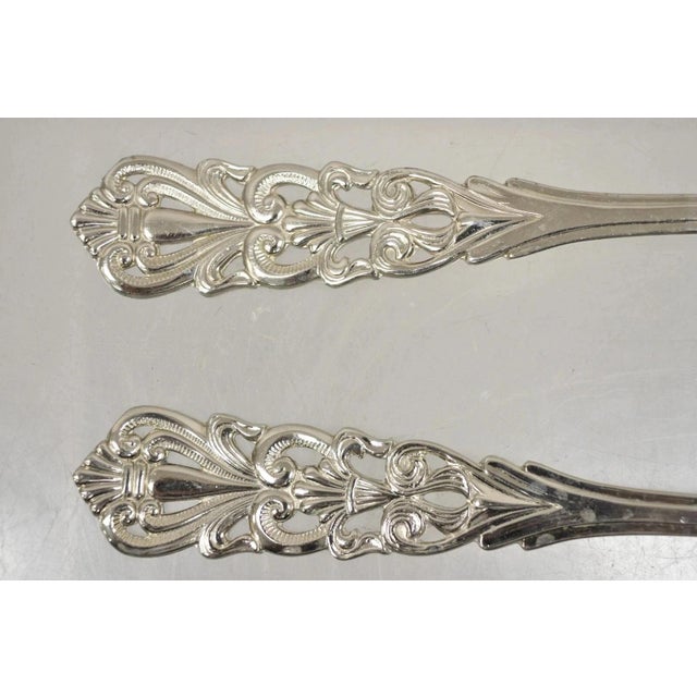 Silver Vintage Italian Baroque Style Epns Silver & Gold Plated Serving Spoon & Fork Set For Sale - Image 8 of 10