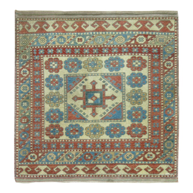 Vintage Wool 20th Century Caucasian Mat Rug - 2'6" x 2'8" For Sale