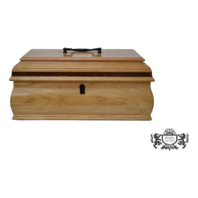 1990s Korean Maple Traditional Jewelry Box with Fitted Interior and Inlaid Rosewood For Sale