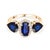 Metal 14k Gold Blue Sapphire Diamond Three Stone Ring Size 5 For Sale - Image 7 of 12
