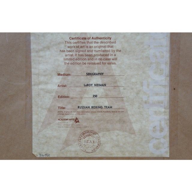 LeRoy Neiman 1972 Signed Russian Boxing Team Munich Olympics Serigraph 26" For Sale - Image 6 of 12